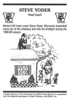 1989-90 Wisconsin Badgers Smokey #NNO Steve Yoder Back