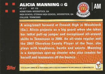 2008 Topps McDonald's All-American Game #AM Alicia Manning Back