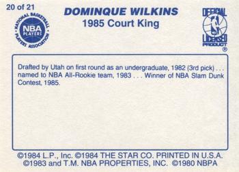 1997 1984-85 Star Court Kings Regular Size (Unlicensed) #20 Dominique Wilkins Back