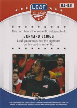 2012-13 Leaf Retail - Base Autographs #BA-BJ1 Bernard James Back