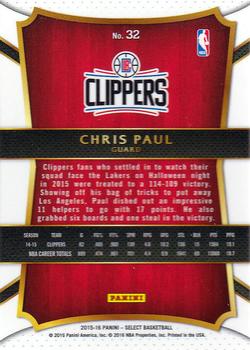 2015-16 Panini Select #32 Chris Paul Back