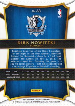 2015-16 Panini Select #33 Dirk Nowitzki Back