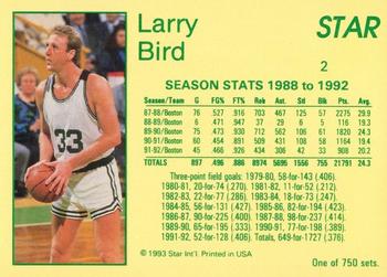 1993 Star Platinum #2 Larry Bird Back