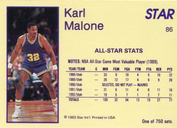 1993 Star Platinum #86 Karl Malone Back