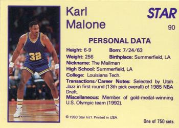 1993 Star Platinum #90 Karl Malone Back