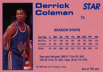 1992-93 Star Court Kings #75 Derrick Coleman Back