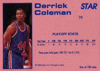 1992-93 Star Court Kings #76 Derrick Coleman Back