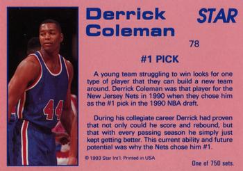 1992-93 Star Court Kings #78 Derrick Coleman Back