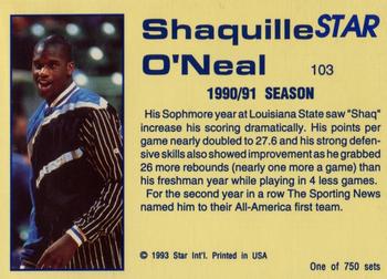 1992-93 Star Court Kings #103 Shaquille O'Neal Back