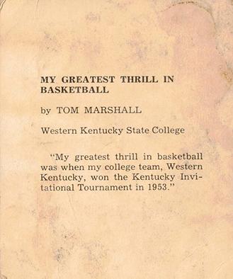 1958-59 Kahn's #NNO Tom Marshall Back