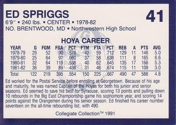 1991 Collegiate Collection Georgetown Hoyas #41 Ed Spriggs Back
