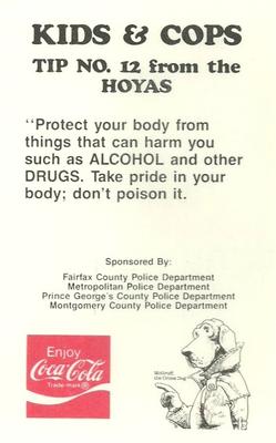 1988-89 Georgetown Hoyas Police #12 John Turner Back