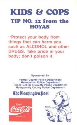 1989-90 Georgetown Hoyas Police #12 Mike Sabol Back