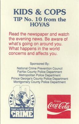 1991-92 Georgetown Hoyas Police #10 Lamont Morgan Back