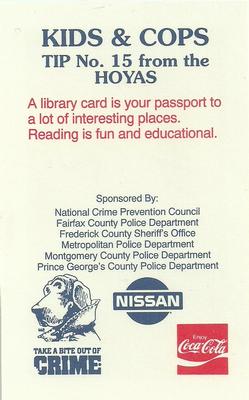 1994-95 Georgetown Hoyas Police #15 Don Reid Back