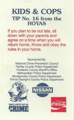 1994-95 Georgetown Hoyas Police #16 McGruff the Crime Dog / Jack the Bulldog Back