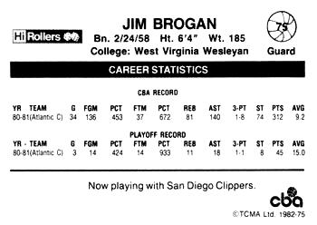 1981-82 TCMA CBA #75 Jim Brogan Back