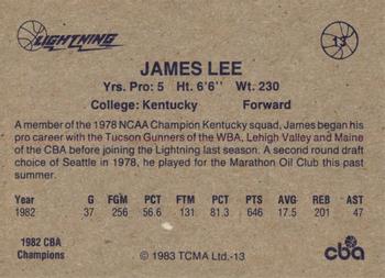 1982-83 TCMA Lancaster Lightning CBA #13 James Lee Back