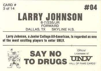 1989-90 Hall of Fame Cards UNLV Runnin' Rebels Police #3 Larry Johnson Back