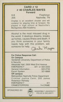 1987-88 Vanderbilt Commodores Police #12 Charles Mayes Back