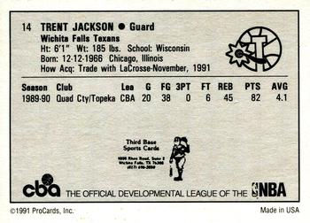 1991-92 ProCards CBA #14 Trent Jackson Back
