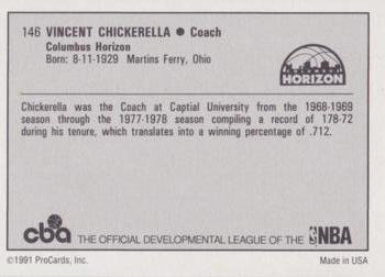 1991-92 ProCards CBA #146 Vincent Chicarella Back