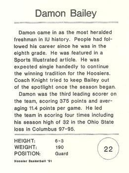 1991-92 Indiana Hoosier Magazine #NNO Damon Bailey Back