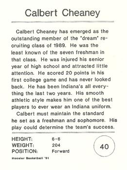1991-92 Indiana Hoosier Magazine #NNO Calbert Cheaney Back