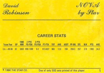 1990-91 Star Nova #1 David Robinson Back