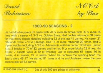 1990-91 Star Nova #4 David Robinson Back