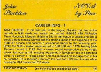 1990-91 Star Nova #15 John Stockton Back