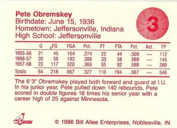 1986-87 Bank One Indiana Hoosiers All-Time Greats of IU Basketball (Series I) #3 Pete Obremskey Back
