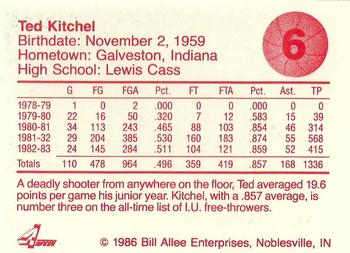 1986-87 Bank One Indiana Hoosiers All-Time Greats of IU Basketball (Series I) #6 Ted Kitchel Back