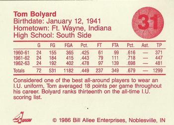 1986-87 Bank One Indiana Hoosiers All-Time Greats of IU Basketball (Series I) #31 Tom Bolyard Back