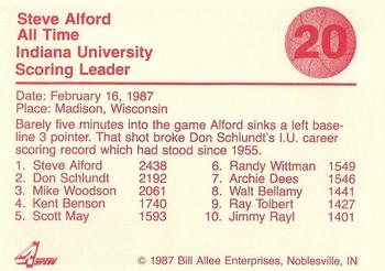 1986-87 Bank One Indiana Hoosiers All-Time Greats of IU Basketball (Series II) #20 Steve Alford Back