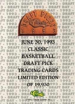 1993 Classic Draft Picks - Draft Day Woodgrain #NNO Anfernee Hardaway Back