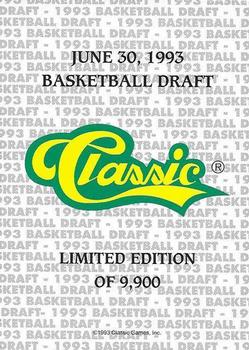 1993 Classic Draft Picks - Draft Day Green #NNO Anfernee Hardaway Back