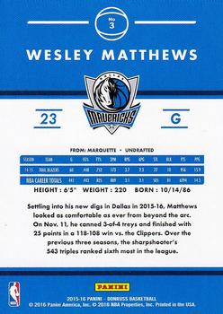 2015-16 Donruss #3 Wesley Matthews Back