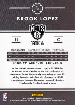 2015-16 Donruss #98 Brook Lopez Back