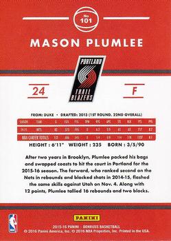 2015-16 Donruss #101 Mason Plumlee Back