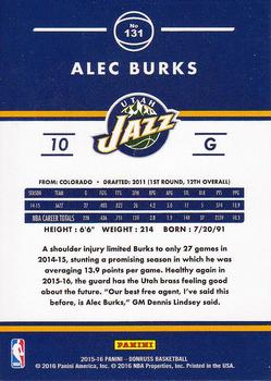2015-16 Donruss #131 Alec Burks Back