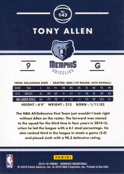2015-16 Donruss #143 Tony Allen Back