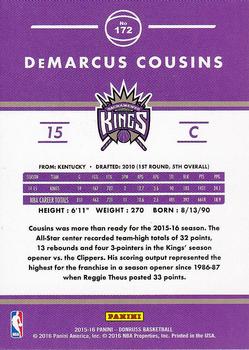 2015-16 Donruss #172 DeMarcus Cousins Back