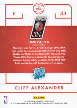 2015-16 Donruss #246 Cliff Alexander Back