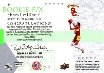 2013-14 SP Authentic - 2001-02 SP Rookie F/X Autographs #84 Cheryl Miller Back
