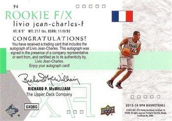 2013-14 SP Authentic - 2001-02 SP Rookie F/X Autographs #94 Livio Jean-Charles Back