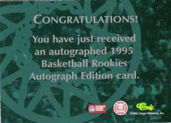 1995 Classic Rookies - Autograph Edition Autographs #NNO Ed O'Bannon Back