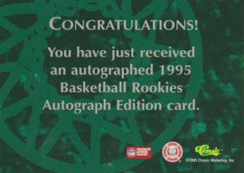 1995 Classic Rookies - Autograph Edition Autographs #NNO Rasheed Wallace Back
