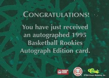 1995 Classic Rookies - Autograph Edition Autographs #NNO Andrew DeClercq Back