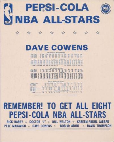 1977-78 Pepsi All-Stars #NNO Dave Cowens Back